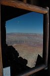 The canyon in a reflection of a black mirror used by painters to intensify the colors and simplify the scenery.